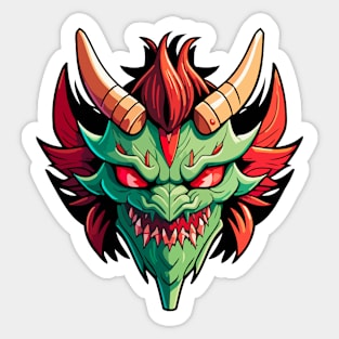 Traditional Japanese Oni Mask | Samurai Mask | Cyberpunk Mask | 0005 Sticker